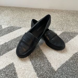 Franco Sarto black leather womens loafers size 9